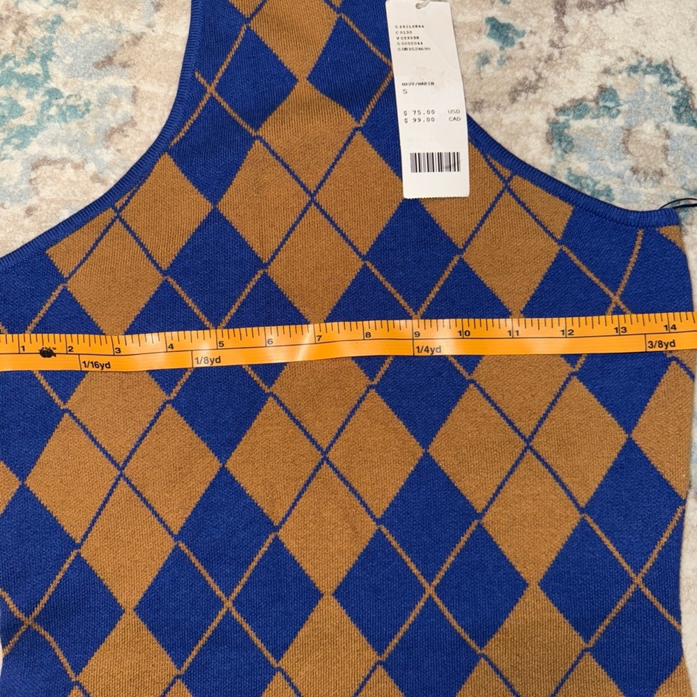 Urban Outfitters Blue and Brown sizeS stretch Knit Sweater